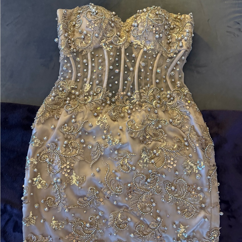 Elegant Gold Embellished Dress
